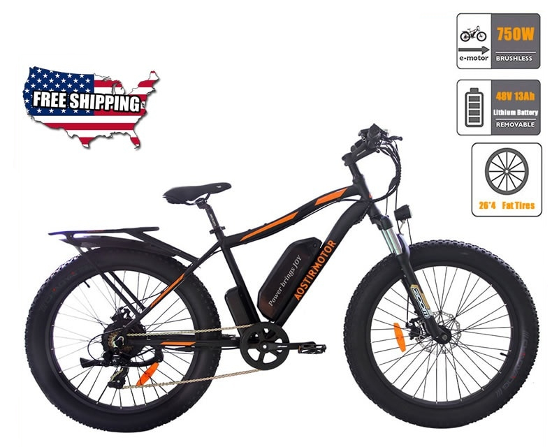 aostirmotor electric bicycle fat tire electric mountain bike 4.0 26inch beach snow ebike 750w 48v 13ah lithium battery bike
